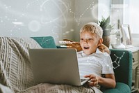 Young student studying online through laptop during the new normal digital remix