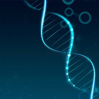 DNA biotechnology science background vector in blue futuristic style with blank space