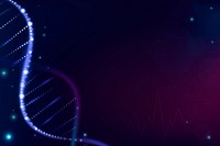 DNA biotechnology science background vector in purple futuristic style with blank space