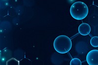 Molecular background nanotechnology border in blue with blank space