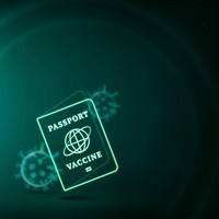 Covid-19 vaccine passport border vector smart technology background in green