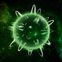 Covid-19 virus cell biotechnology vector green neon graphic
