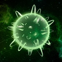 Covid-19 virus cell biotechnology psd green neon graphic