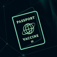 Covid-19 vaccine certificate passport psd green neon graphic