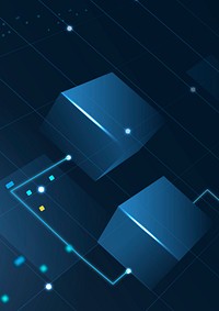 Blockchain technology background psd in gradient blue
