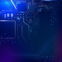 Motherboard circuit technology background vector in gradient blue