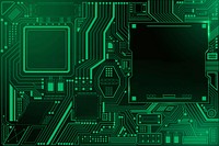 Motherboard circuit technology background vector in gradient green