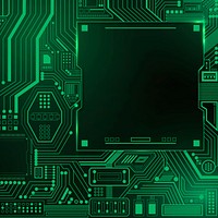 Motherboard circuit technology background vector in gradient green