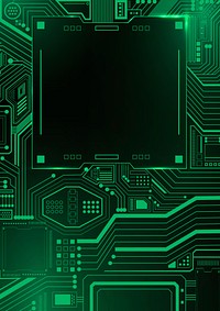 Motherboard circuit technology background psd in gradient green