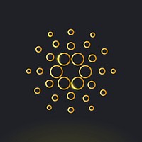 Cardano blockchain cryptocurrency icon psd in gold open-source finance concept