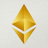 Ethereum blockchain cryptocurrency icon psd in gold open-source finance concept