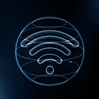 Wireless internet technology icon vector in blue on gradient background