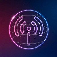 Hotspot network technology icon vector in neon on gradient background