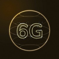 6g global connection technology psd gold in globe digital icon
