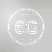 6g global connection technology psd white in globe digital icon