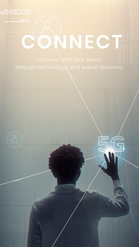 5g global network technology template vector futuristic social media story