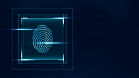 Cyber security technology background vector with fingerprint scanner in blue tone