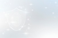 Cyber security technology background psd with fingerprint scanner in white tone