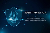 Biometrics identification technology template vector with fingerprint scan