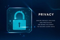 Data privacy technology template vector with lock icon
