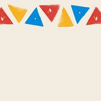 Colorful triangle block print border on beige background