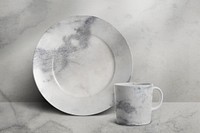 Mug and plate set in minimal style