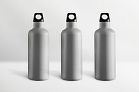 Reusable water bottles in a row