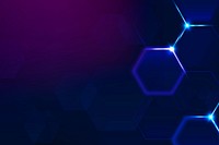 Digital technology background with hexagon border in dark purple tone