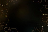 Digital technology background psd with hexagon frame in gold tone