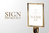 Golden luxury sign mockup psd for events