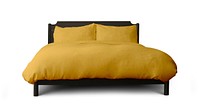Retro bed with  yellow bedding