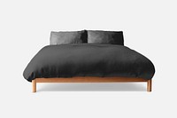 Minimal bed mockup psd with black bedding