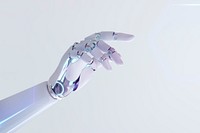 Cyborg hand finger pointing, technology of artificial intelligence