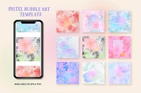 Aesthetic bubble art template vector with romantic quote social media post set