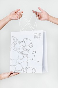 Bubble art paper bag in white handmade experimental art