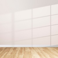 Empty minimal room with window shadow on a pink wall