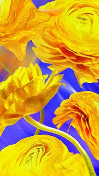 Aesthetic background wallpaper, yellow flower trippy abstract design