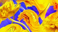 Aesthetic background wallpaper, yellow flower trippy abstract design