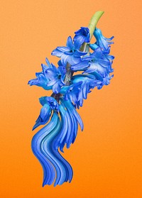 Blue flower element, delphinium psychedelic art