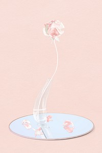 Flower element, pastel pink rose in vase abstract art