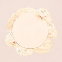 Flower frame, beige buttercup abstract art