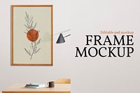 Room and frame mockup psd, minimal Japandi interior design