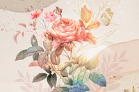 Aesthetic flower wallpaper background, beautiful remix from vintage public domain art