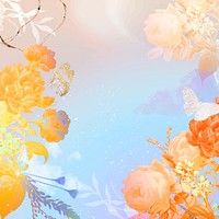 Flower wedding background, aesthetic border design vector, remixed from vintage public domain images