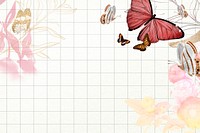 Aesthetic butterfly wallpaper background, watercolor remix from vintage public domain art