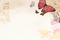 Aesthetic butterfly wallpaper background, watercolor remix from vintage public domain art