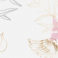 Angel wing wedding background, gold border design vector