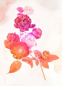 Aesthetic flower vinatge design psd, remixed from public domain images