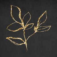 Leaf gold doodle illustration psd, remixed from vintage public domain images