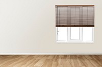 Beige empty room with windows authentic interior design